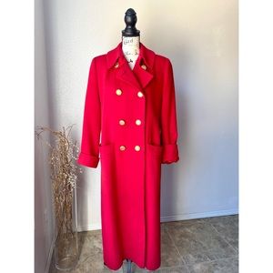 Vintage 100% Cashmere Red Saks Fifth Ave Peacoat